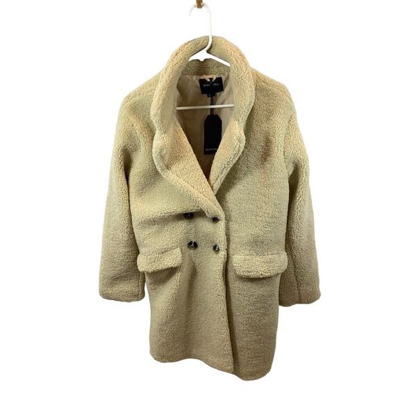 New With Tags Brave Soul Longline Cream Teddy Jacket Size Small - Picture 1 of 12